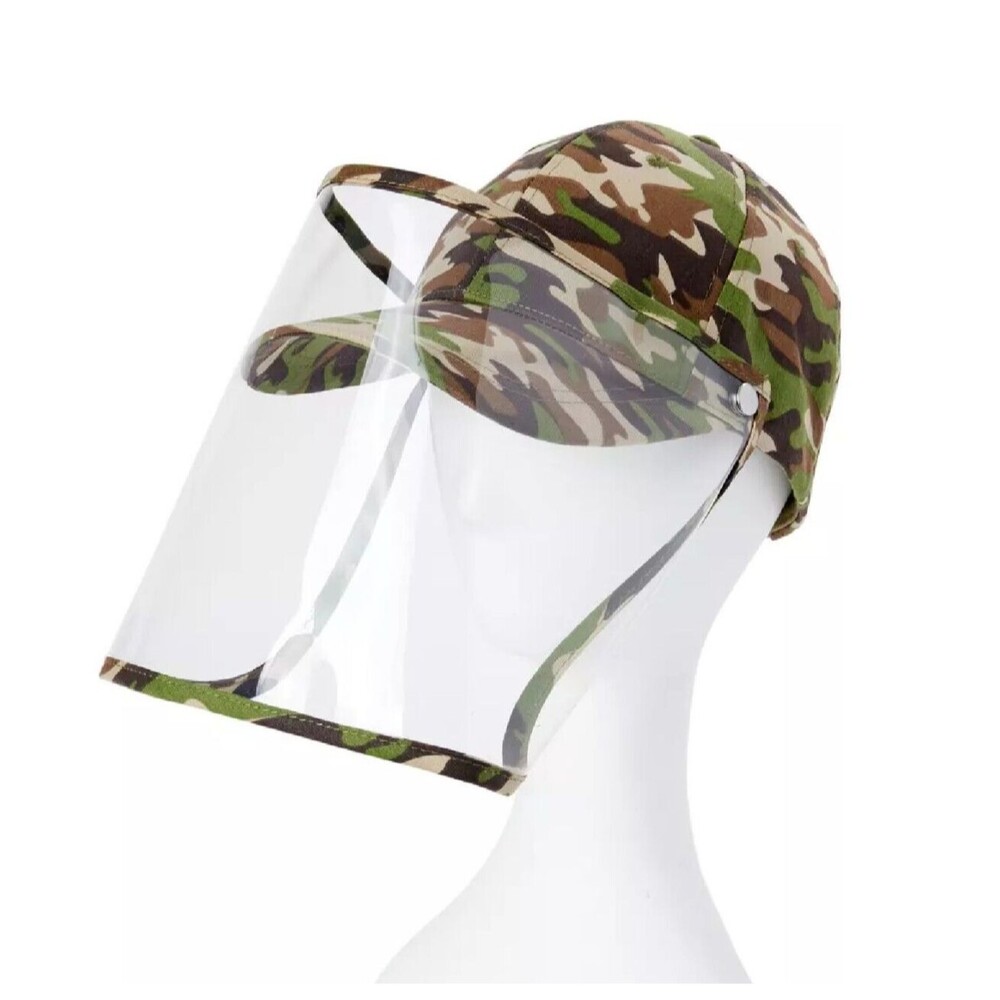 NWT Camo Baseball Cap with Clear Removable Face Shield - Picture 3 of 9